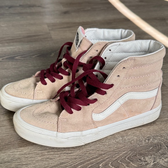 Vans High-Tops with Pink Suede and burgundy Laces - Picture 3 of 5